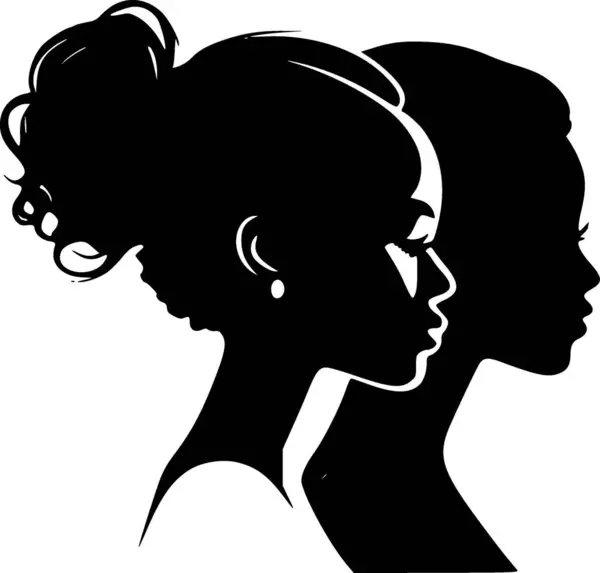 Черные Женщины Черно Белая Иконка Векторная Иллюстрация — стоковый вектор
