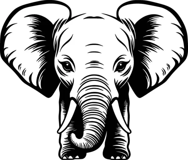 Elefante Bebê Ícone Isolado Preto Branco Ilustração Vetorial — Vetor de Stock
