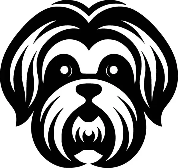 stock vector Shih tzu - black and white isolated icon - vector illustration