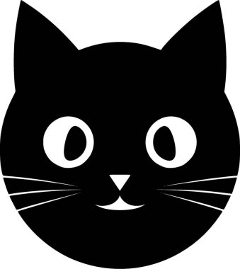 Siyah kedi - siyah ve beyaz vektör çizimi