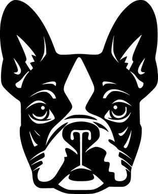 Boston Terrier - minimalist ve basit siluet - vektör çizimi