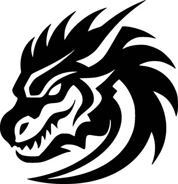 Stock vector Dragon - black and white vector illustration