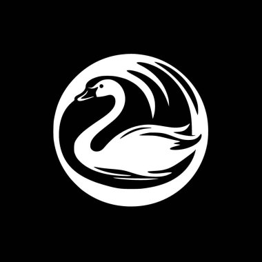 Swan - black and white vector illustration clipart