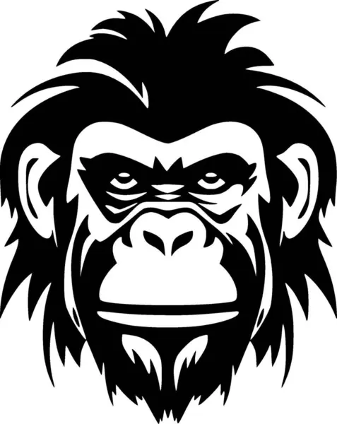 チンパンジー ミニマリストでシンプルなシルエット ベクターイラスト — ストックベクタ