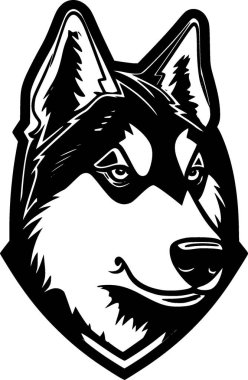 Sibirya Husky - minimalist ve düz logo - vektör illüstrasyonu