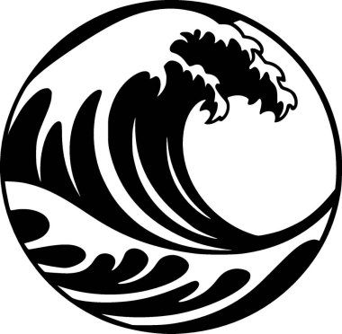 Wave - black and white isolated icon - vector illustration clipart