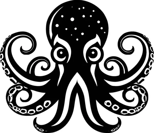 Octopus Illustration Sort Hvid Vektor – Stock-vektor