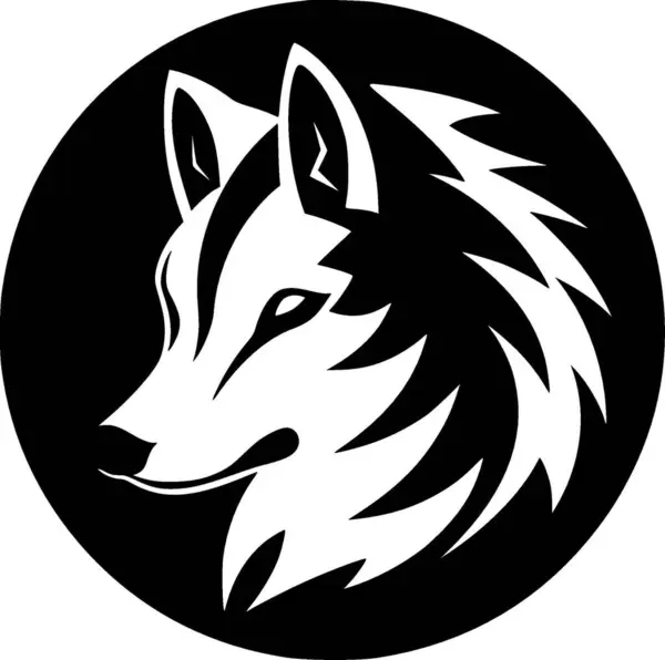 Wolf Ícone Isolado Preto Branco Ilustração Vetorial — Vetor de Stock
