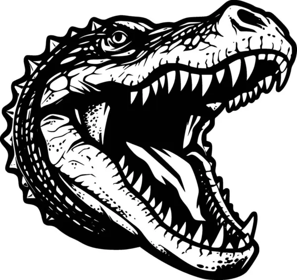 Крокодил Черно Белая Векторная Иллюстрация — стоковый вектор