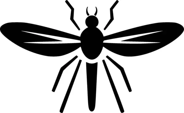 Mosquito Schwarz Weißes Icon Vektorillustration — Stockvektor