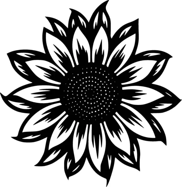 stock vector Sunflower - black and white vector illustration