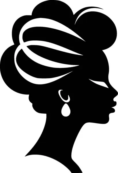 Черная Женщина Черно Белая Векторная Иллюстрация — стоковый вектор