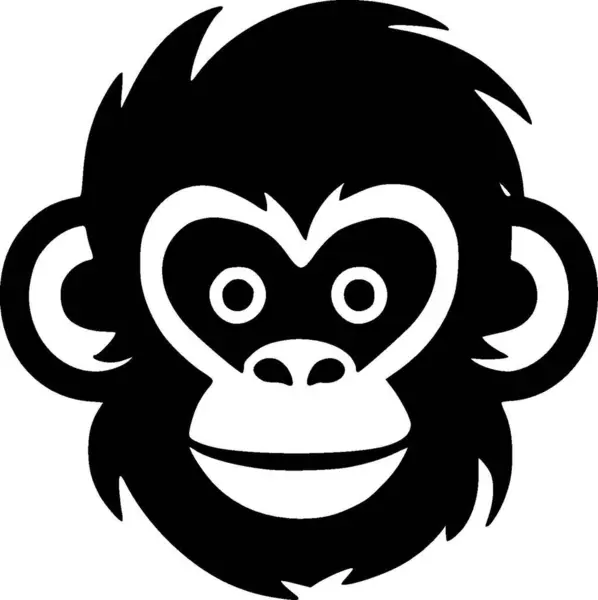 Monkey Black White Isolated Icon Vector Illustration — Stock Vector