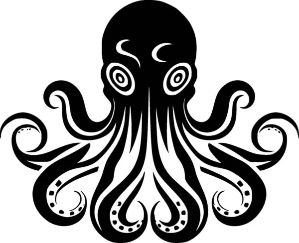 Octopus Minimalistisk Enkel Silhuet Vektorillustration – Stock-vektor