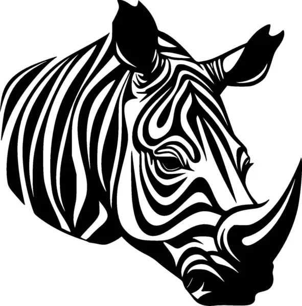 Rinoceronte Ilustração Vetorial Preto Branco — Vetor de Stock