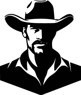 Cowboy - black and white vector illustration clipart