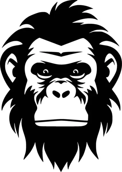黑猩猩 黑白隔离图标 矢量图解 — 图库矢量图片