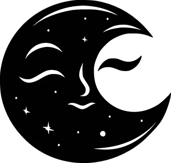 Księżyc Czarno Biały Wektor Ilustracji — Wektor stockowy