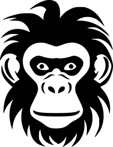 Scimmia Icona Isolata Bianco Nero Illustrazione Vettoriale — Vettoriale Stock