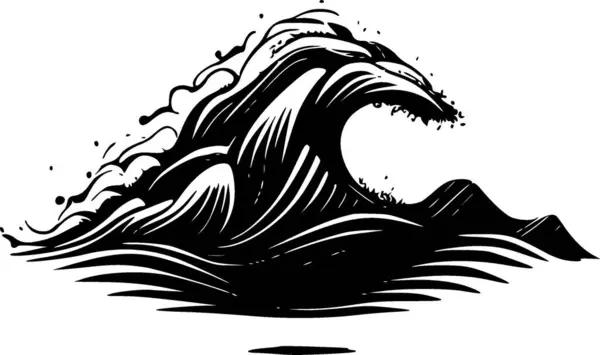 Bølger Sort Hvid Isoleret Ikon Vektorillustration – Stock-vektor