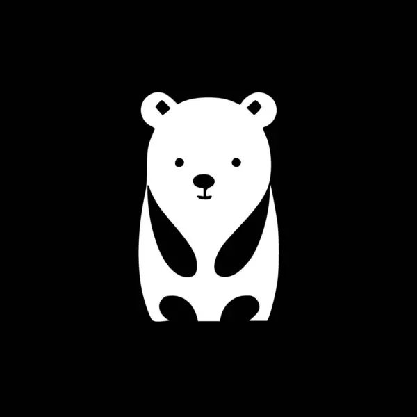 Medve Fekete Fehér Elszigetelt Ikon Vektor Illusztráció — Stock Vector