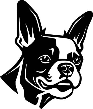 Boston Terrier - minimalist ve basit siluet - vektör çizimi