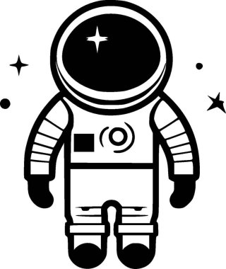 Astronaut - black and white vector illustration clipart