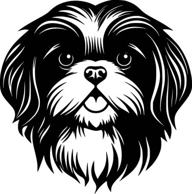 Shih tzu - minimalist ve basit siluet - vektör illüstrasyonu