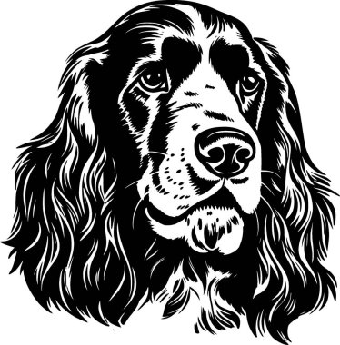 Cocker spaniel - black and white isolated icon - vector illustration clipart