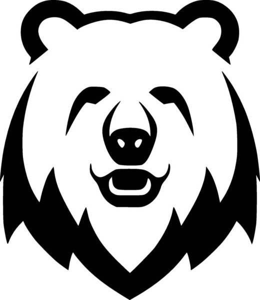 Медведь - черно-белый изолированный значок - векторная иллюстрация