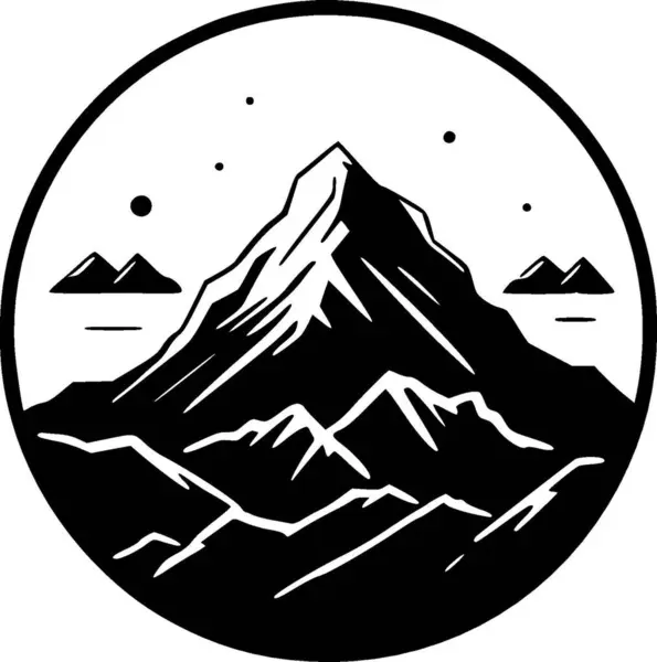 Montanha Ícone Isolado Preto Branco Ilustração Vetorial — Vetor de Stock