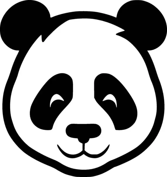 Panda Ασπρόμαυρο Απομονωμένο Εικονίδιο Διανυσματική Απεικόνιση — Διανυσματικό Αρχείο