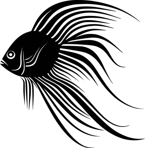 stock vector Angelfish - black and white isolated icon - vector illustration