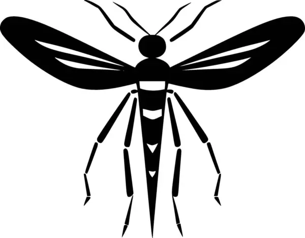 Mosquito Black White Vector Illustration — Stock Vector