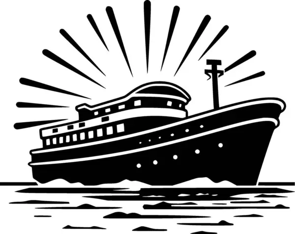 Barco Silueta Minimalista Simple Ilustración Vectorial — Vector de stock