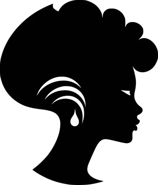 Mulher Negra Silhueta Minimalista Simples Ilustração Vetorial — Vetor de Stock