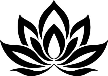 Lotus çiçeği - siyah ve beyaz izole edilmiş ikon - vektör illüstrasyonu