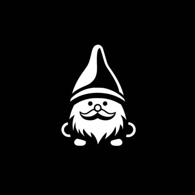 Gnome - siyah ve beyaz izole edilmiş simge - vektör illüstrasyonu