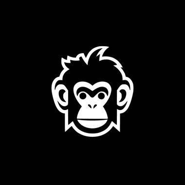 Maymun - siyah ve beyaz izole edilmiş ikon - vektör illüstrasyonu