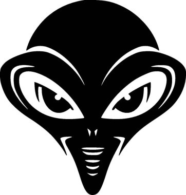 Alien - black and white isolated icon - vector illustration clipart