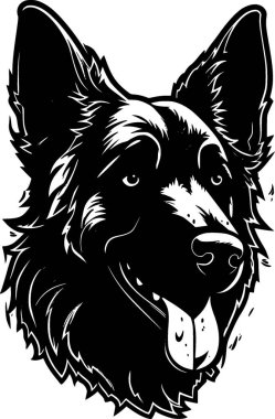 Alman çoban köpeği - siyah-beyaz vektör çizimi