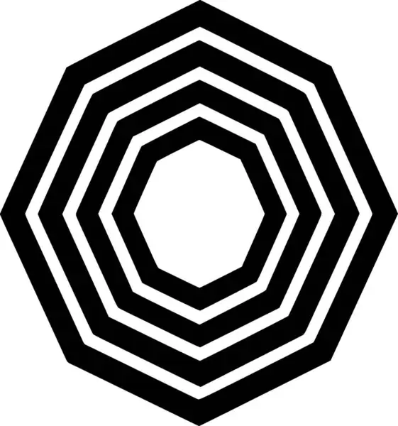 Octagon Icona Isolata Bianco Nero Illustrazione Vettoriale — Vettoriale Stock