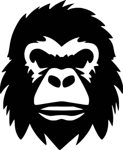 Gorilla Sort Hvidt Isoleret Ikon Vektorillustration – Stock-vektor