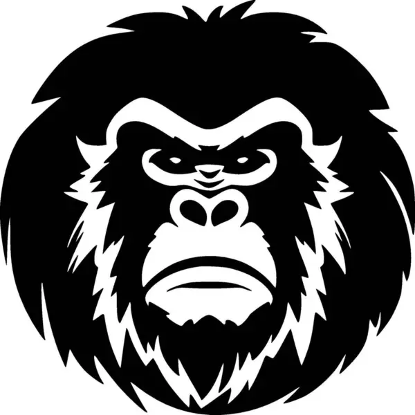 Gorilla Sort Hvidt Isoleret Ikon Vektorillustration – Stock-vektor