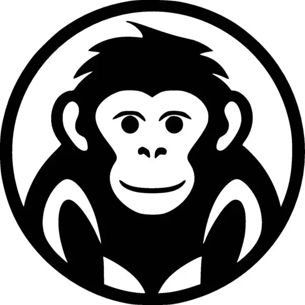 Opice Černobílá Vektorová Ilustrace — Stockový vektor