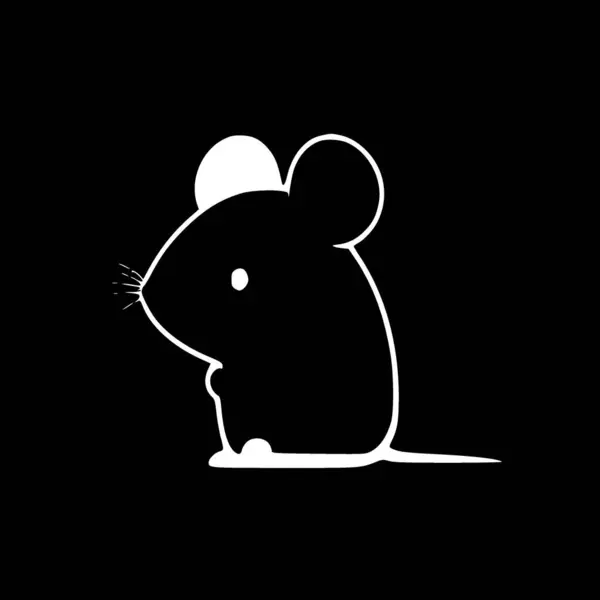 Мышь Черно Белая Векторная Иллюстрация — стоковый вектор