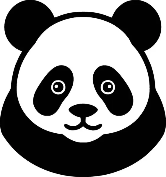 Panda Ασπρόμαυρο Απομονωμένο Εικονίδιο Διανυσματική Απεικόνιση — Διανυσματικό Αρχείο