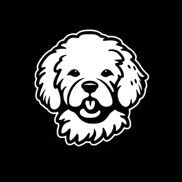 stock vector Bichon frise - black and white isolated icon - vector illustration