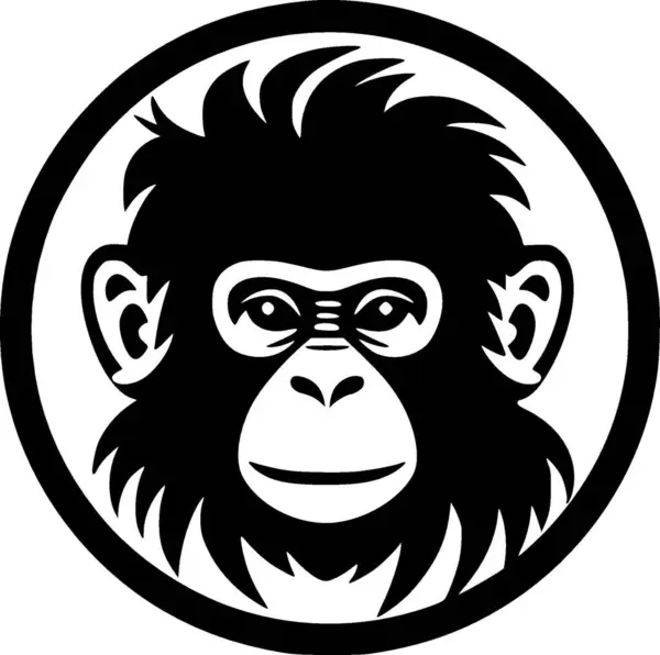 Opice Černobílá Vektorová Ilustrace — Stockový vektor