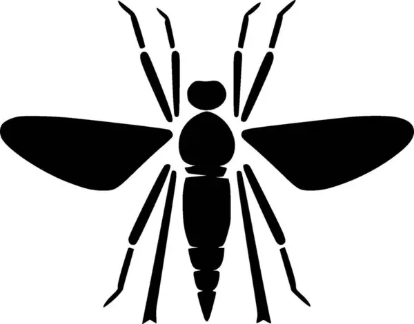 Mosquito Schwarz Weißes Icon Vektorillustration — Stockvektor